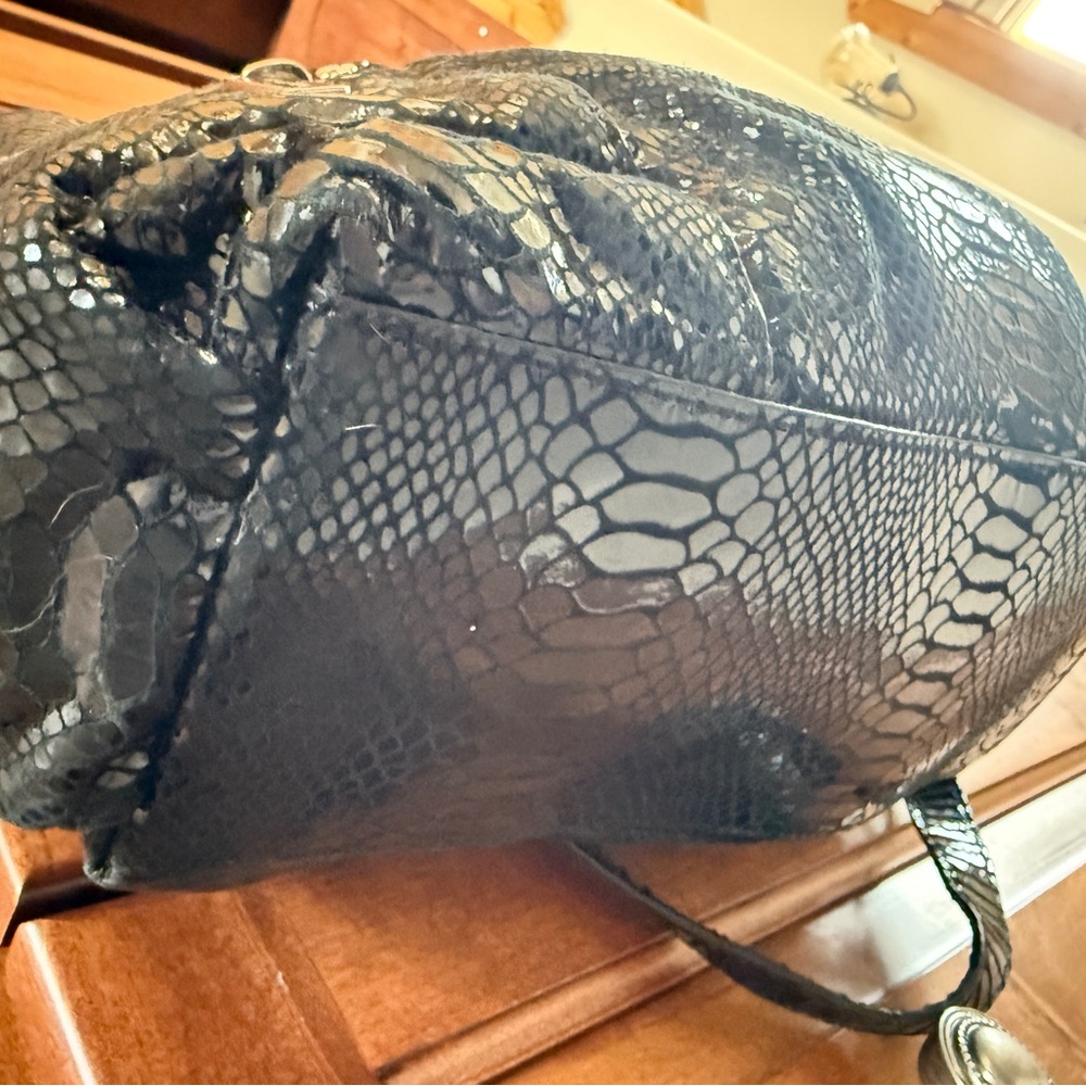 Michael Kors Black Shiny Snakeskin Tote Bag - Picture 4 of 8